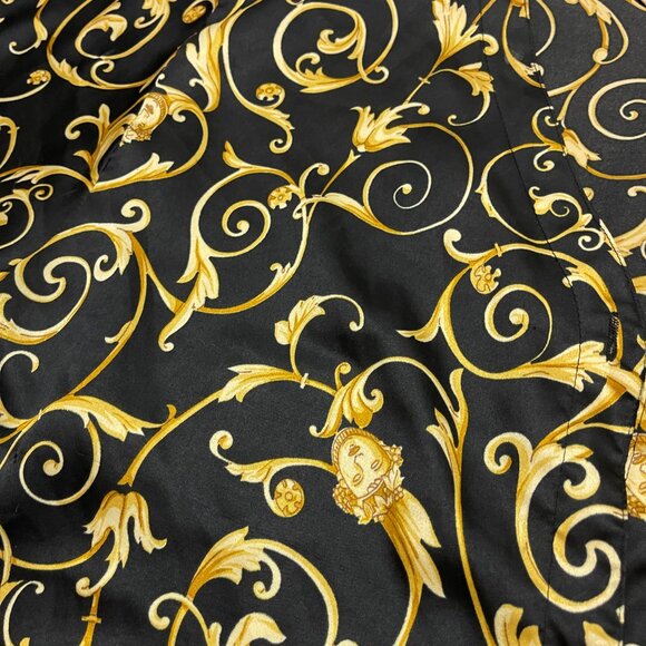 Vintage Vanity Fair Nightgown Womens XL Black and Gold Button Front 90s - Picture 5 of 9